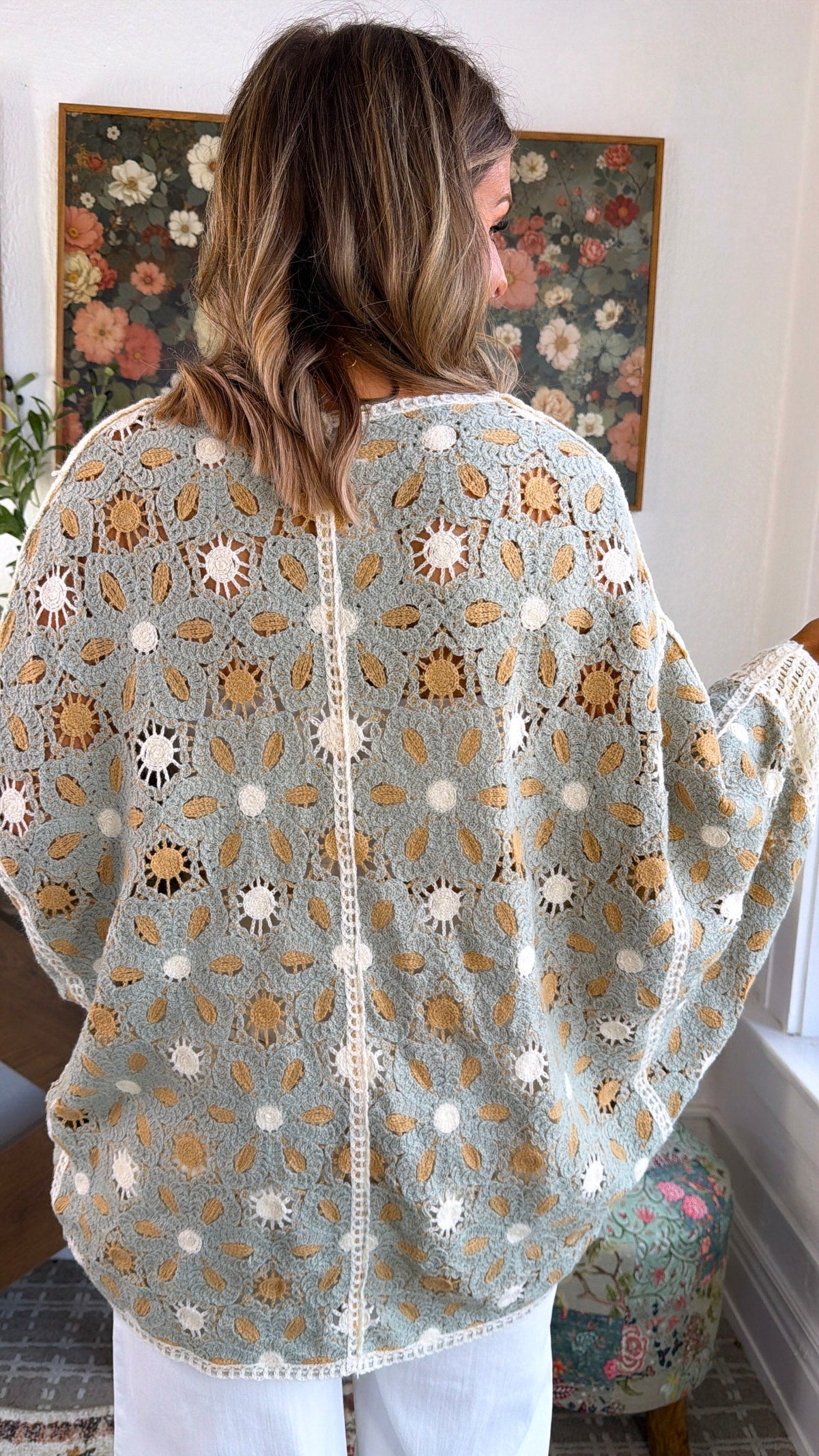 Lime Mist Knit Cardigan, Sage Multi