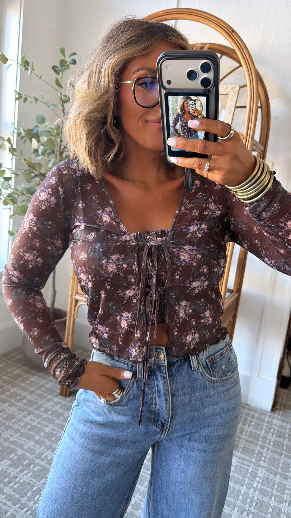 Fading Seasons Top, Brown