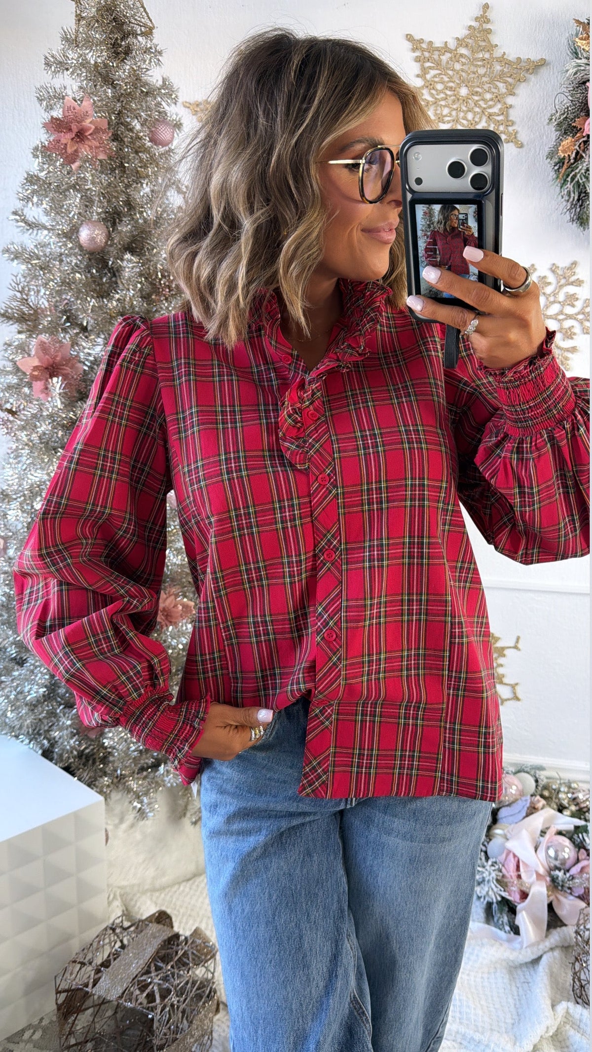 Cindy Lou Blouse, Red