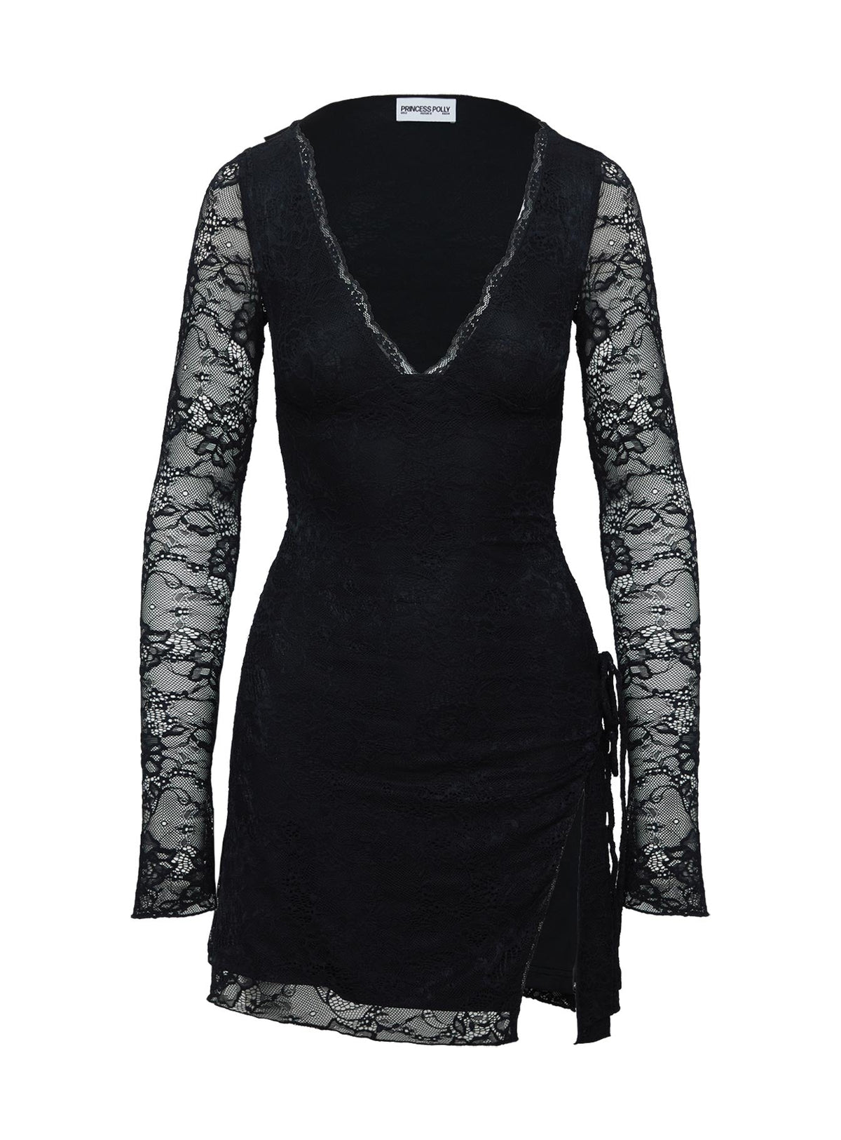 Airabella Long Sleeve Lace Mini Dress Black