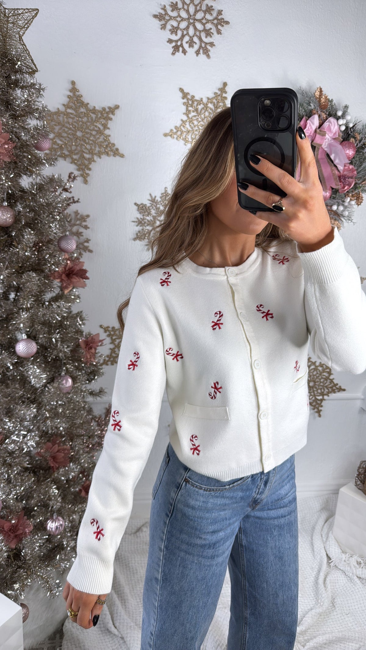Candy Cane Lane Sweater, Cream