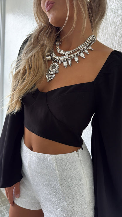 Impress Me Crop Top, Black