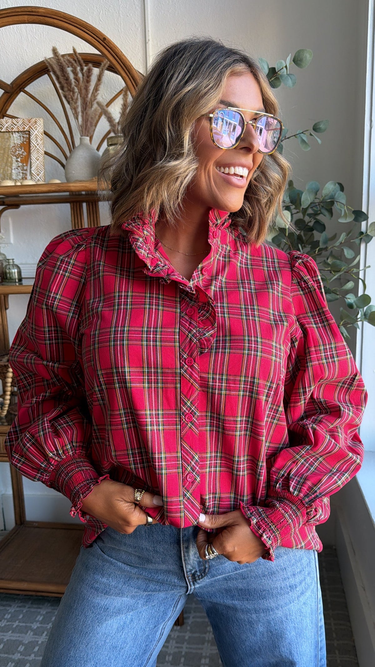 Cindy Lou Blouse, Red