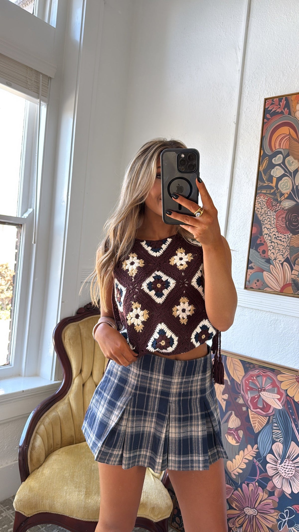 June Crochet Sweater Vest, Mocha