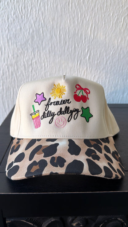Forever Dilly Dalling Leopard Trucker Hat