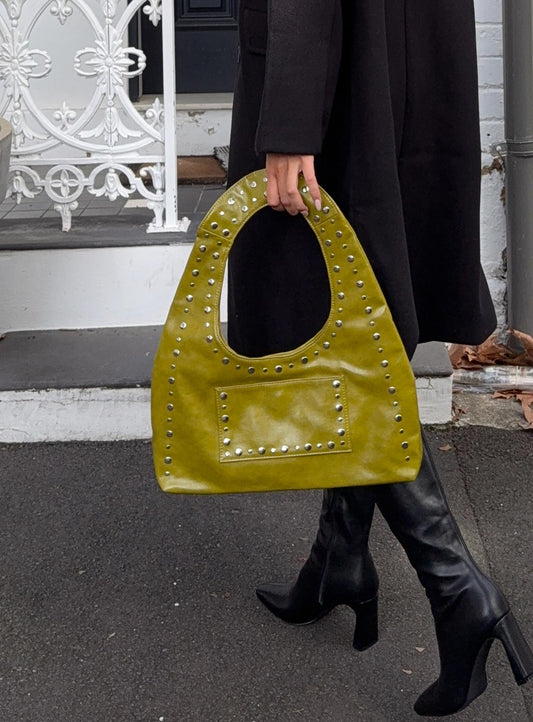 Bankes Studded Shoulder Bag Green