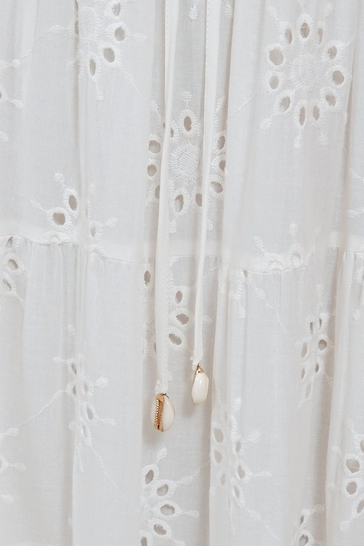 Blanche Maxi Skirt - Hollow out Embroidered Skirt in White