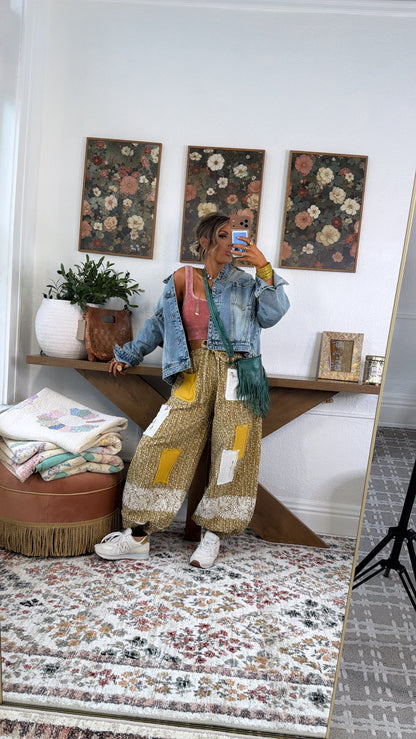 Golden Hour Patched Jogger, Mustard