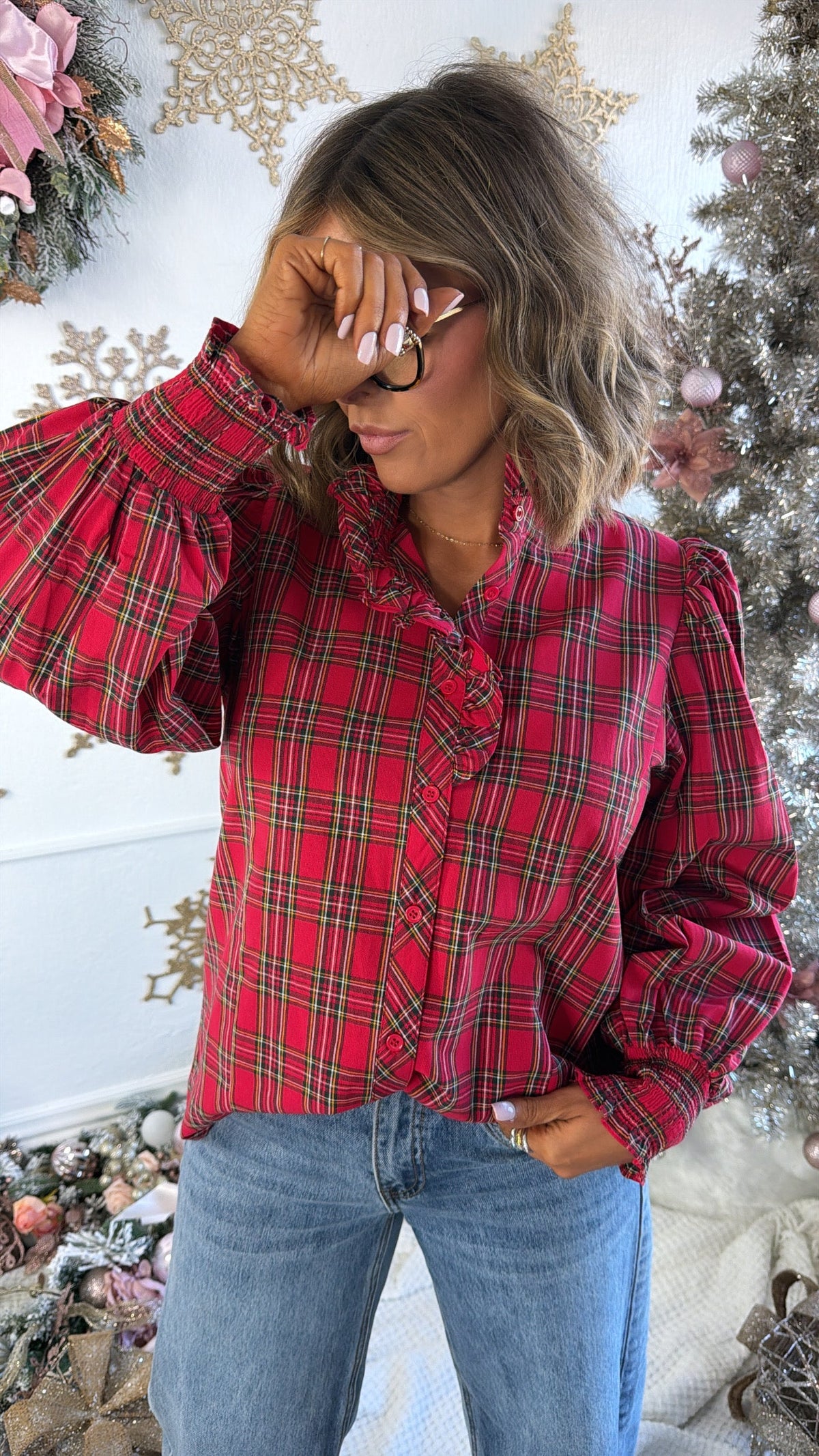 Cindy Lou Blouse, Red