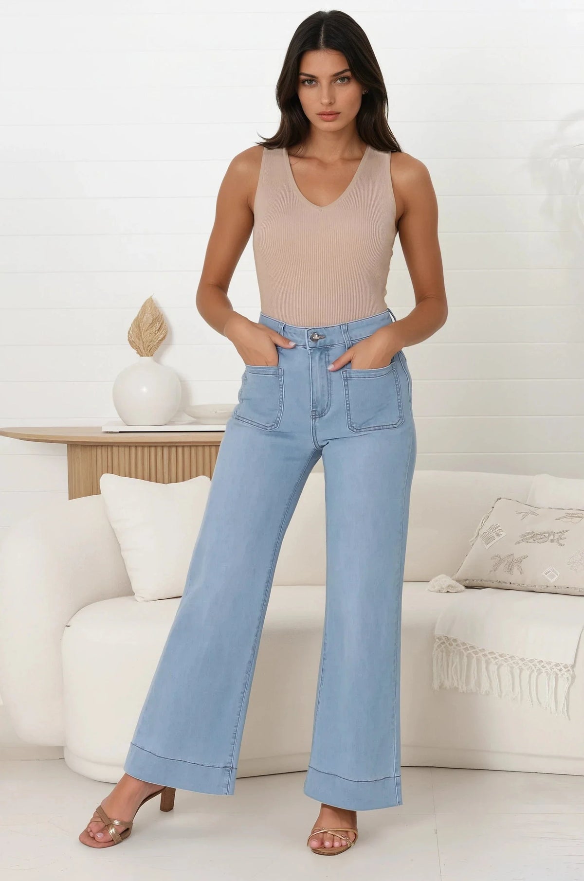 Cindy Wide Leg Jeans in Light Denim