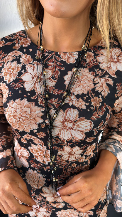 Layered Knot Necklace, Black