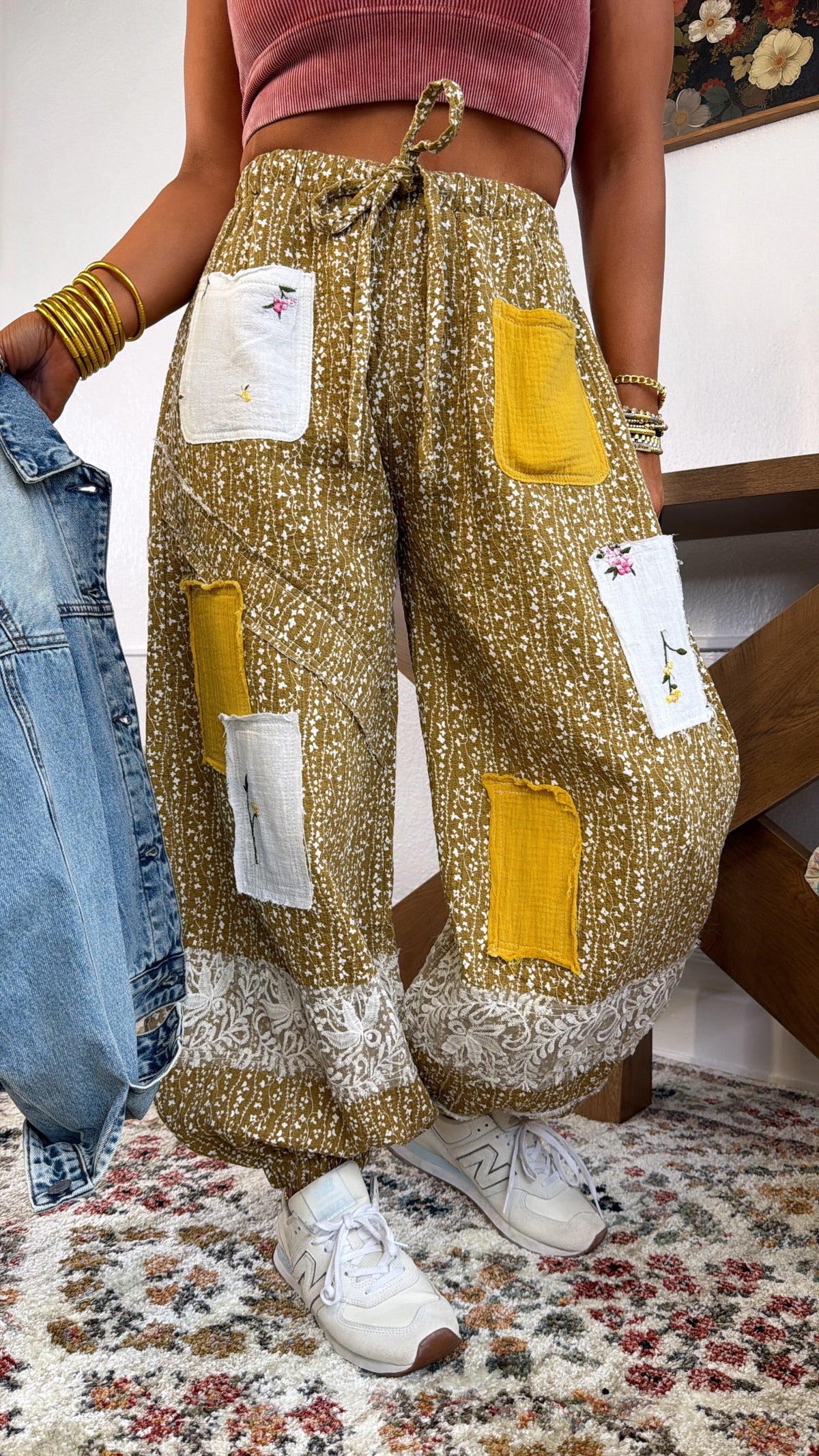 Golden Hour Patched Jogger, Mustard