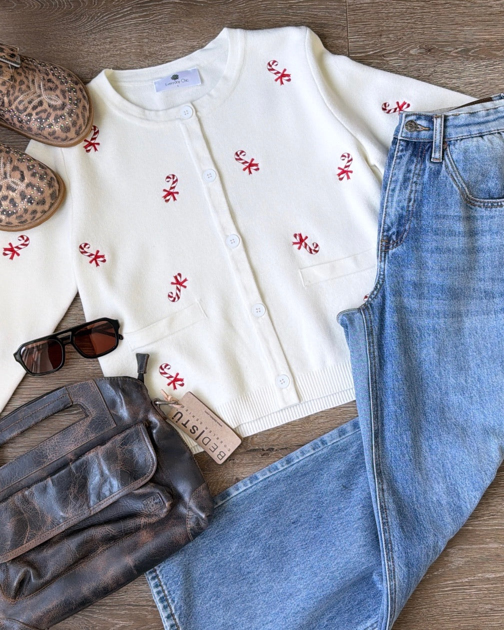Candy Cane Lane Sweater, Cream