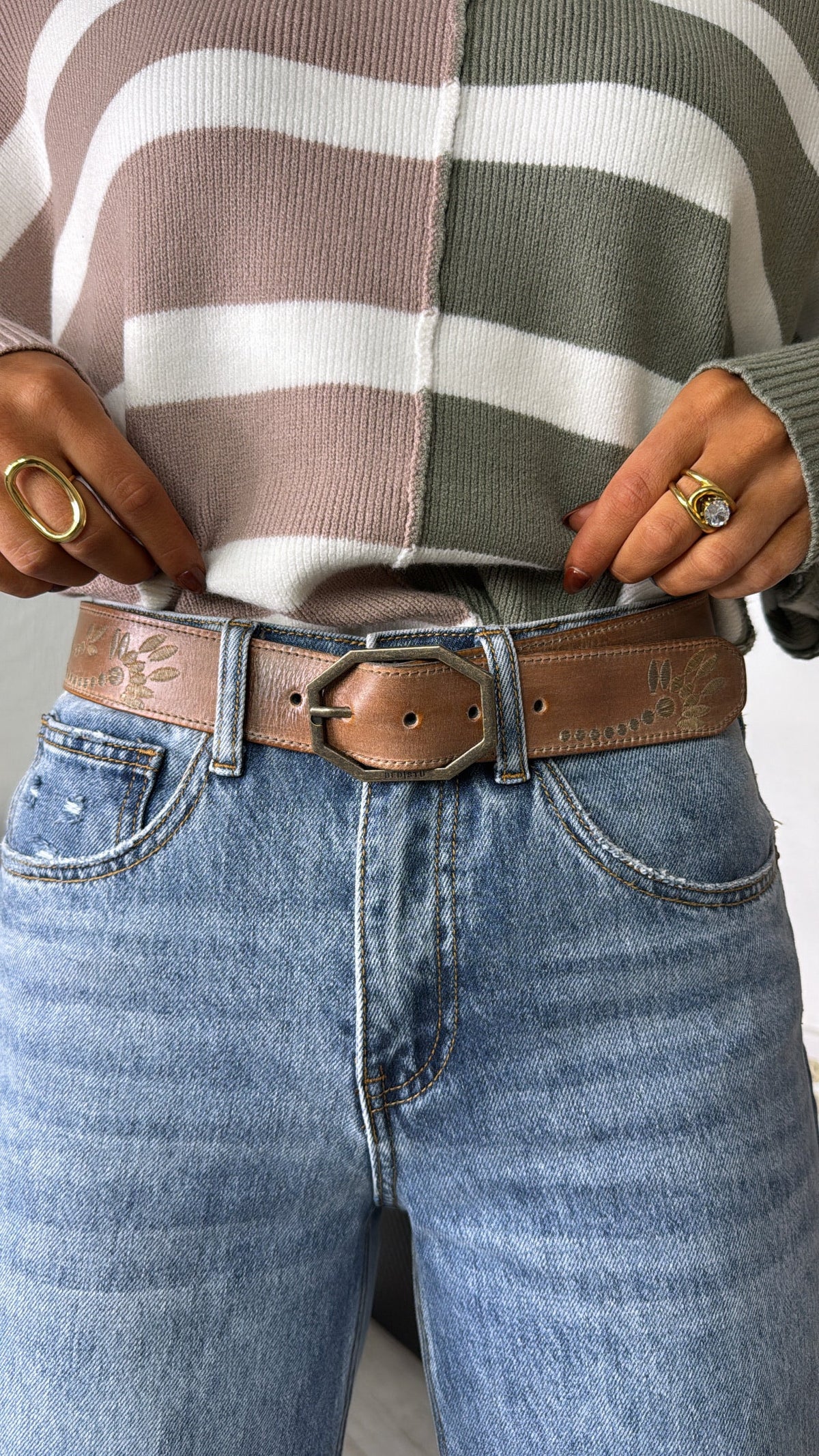 Mohawk Leather Belt, Tan Rustic