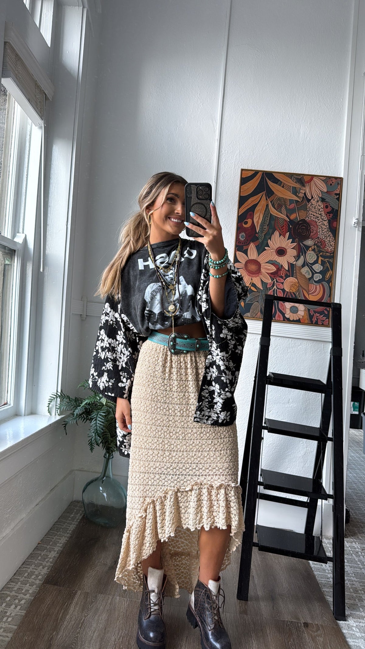 Dustflower Midi Skirt, Taupe
