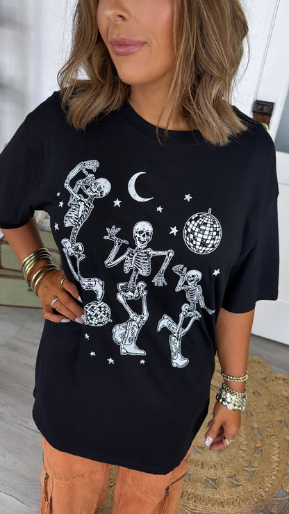 Dancing Cowboy Skeleton Tee, Black