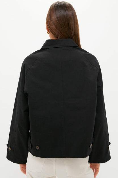 Black Drew Short Trench Coat
