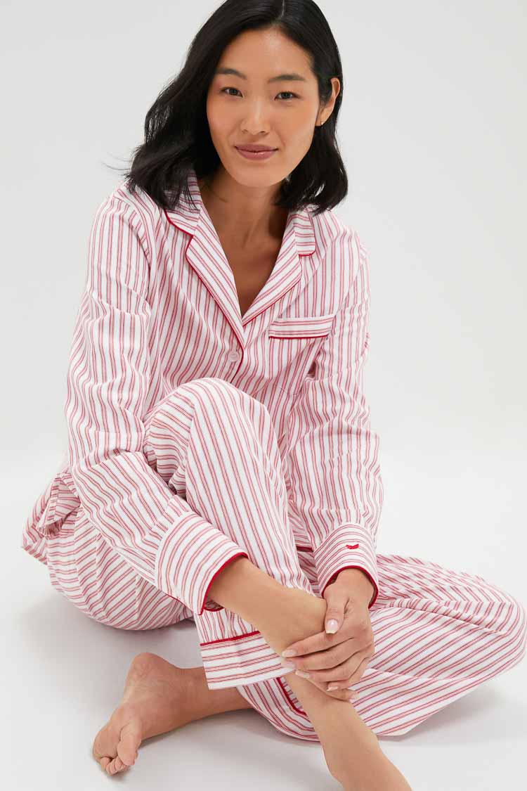 Antique Red Ticking Long Sleeve Pants Set