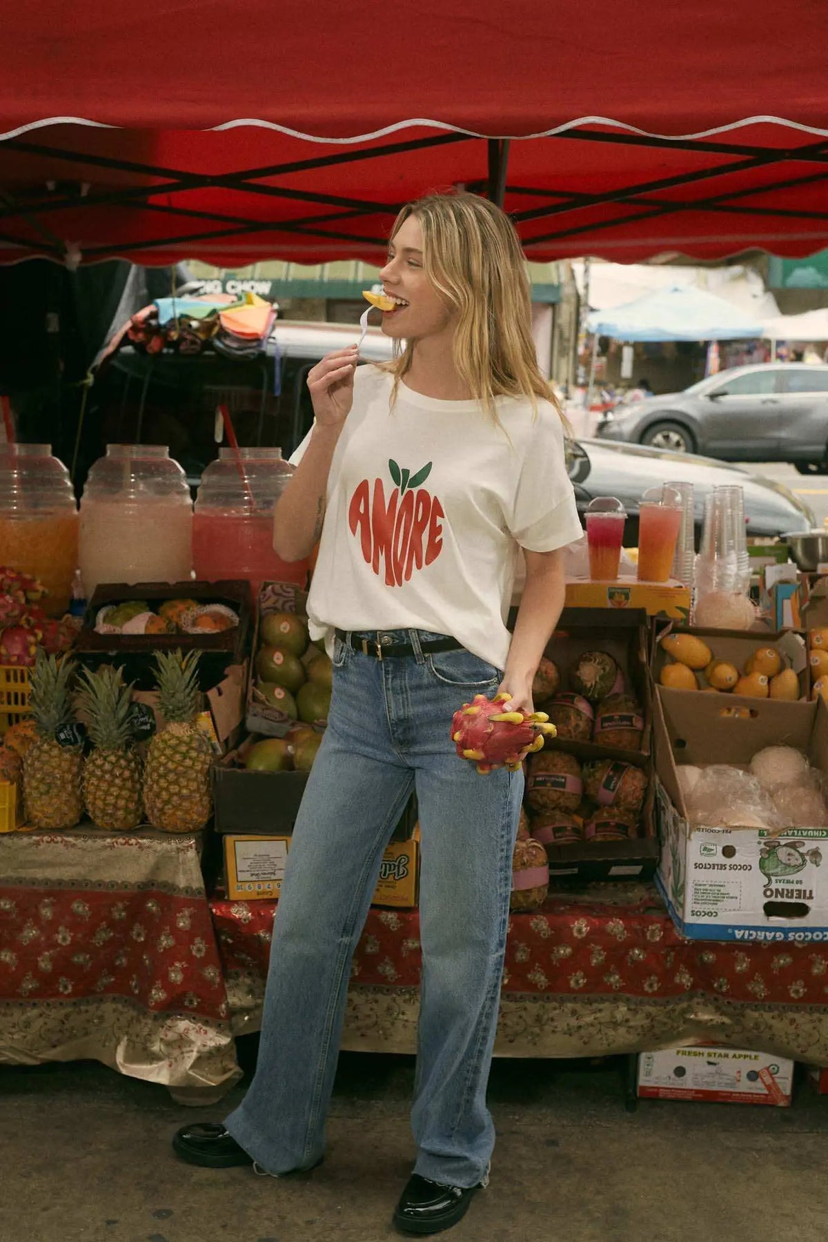 Amore Garment-Wash Fruit Graphic Tee