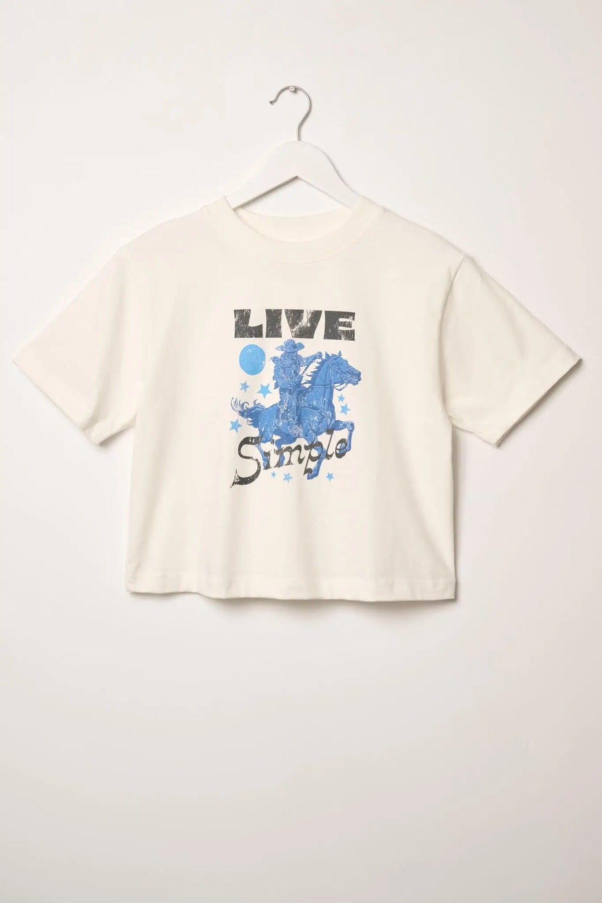 Live Simple Cropped Western Graphic Tee