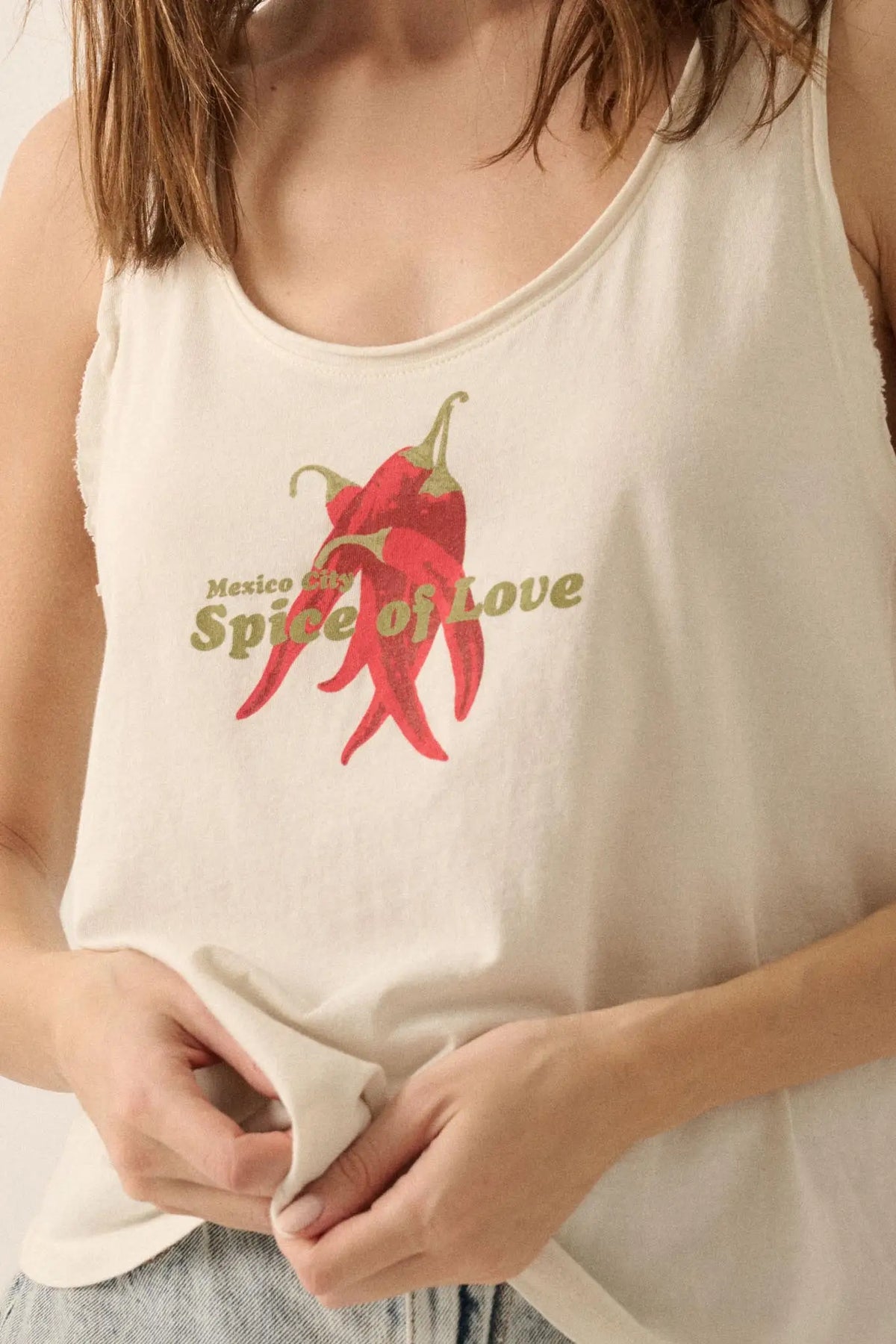 Mexico City Spice of Love Raw-Edge Graphic Tank Top