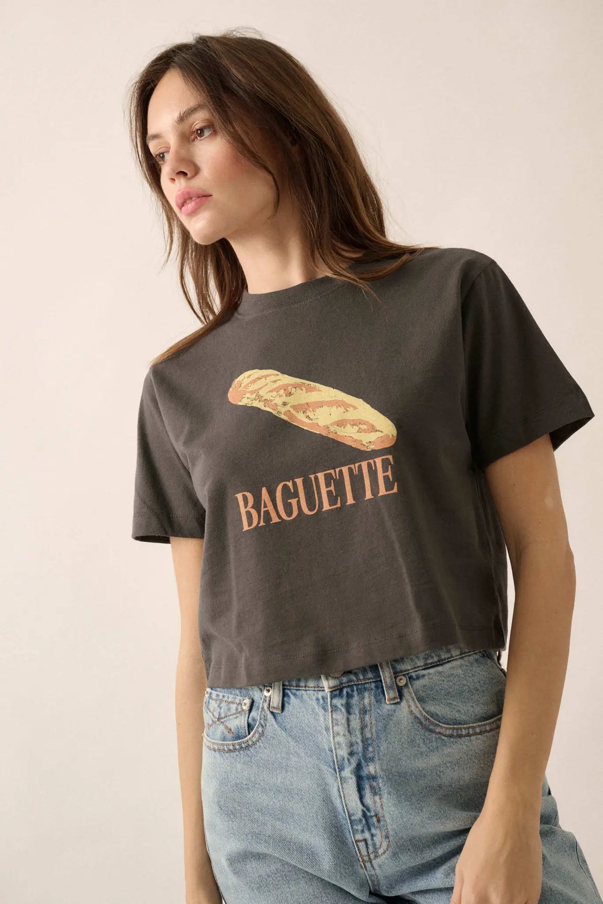 French Baguette Garment Dyed Cropped Graphic Tee