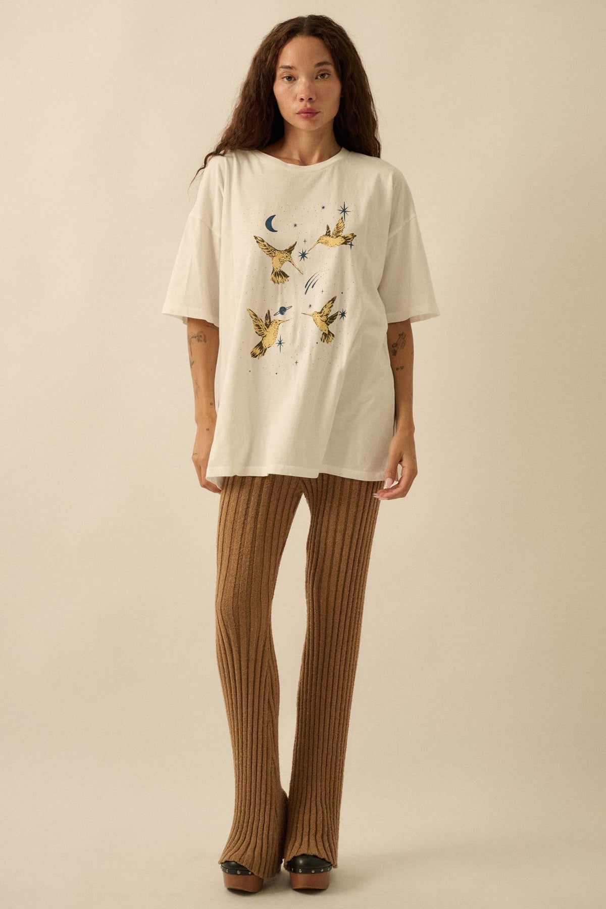 Heavenly Hummingbirds Oversize Graphic Tee