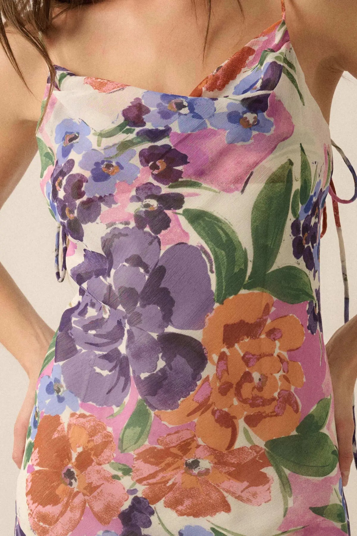 Living Lush Floral Chiffon Cowl-Neck Maxi Dress