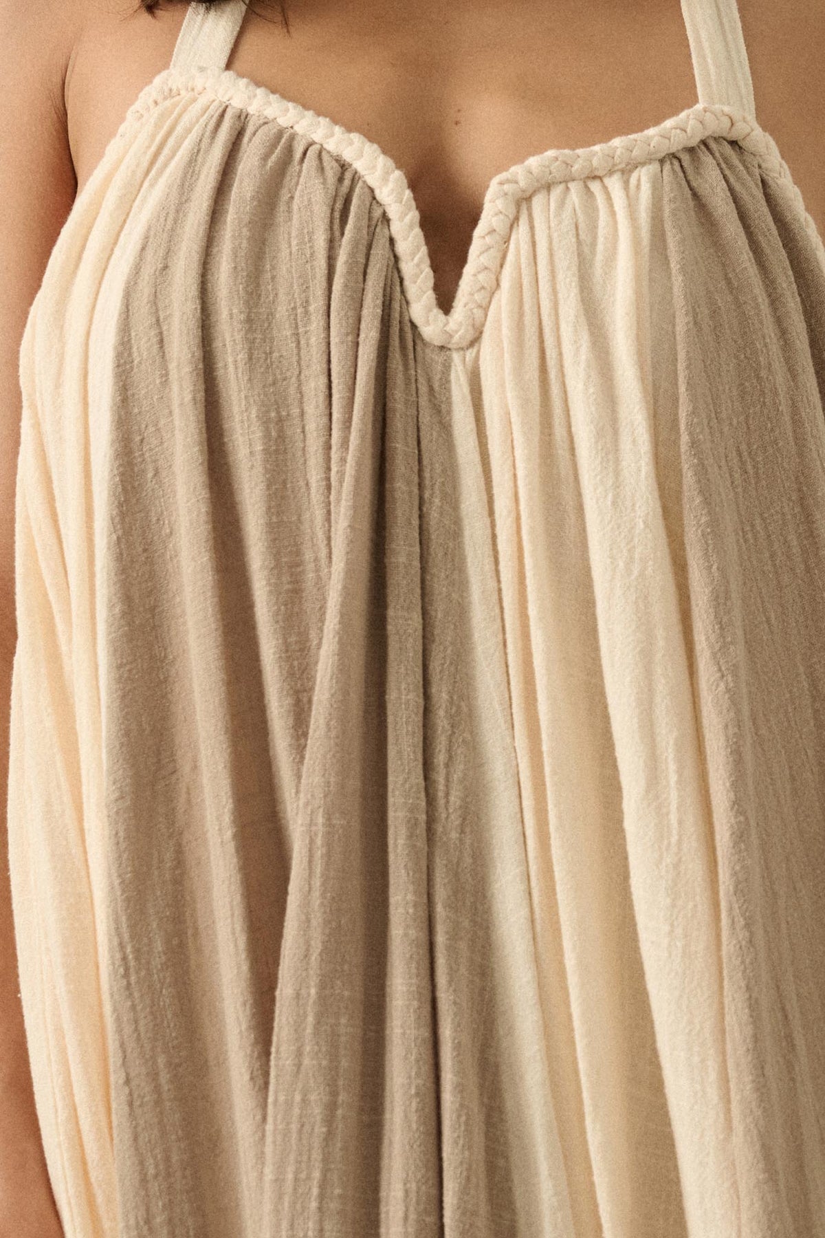 Let It Flow Colorblock Gauze Halter Maxi Dress