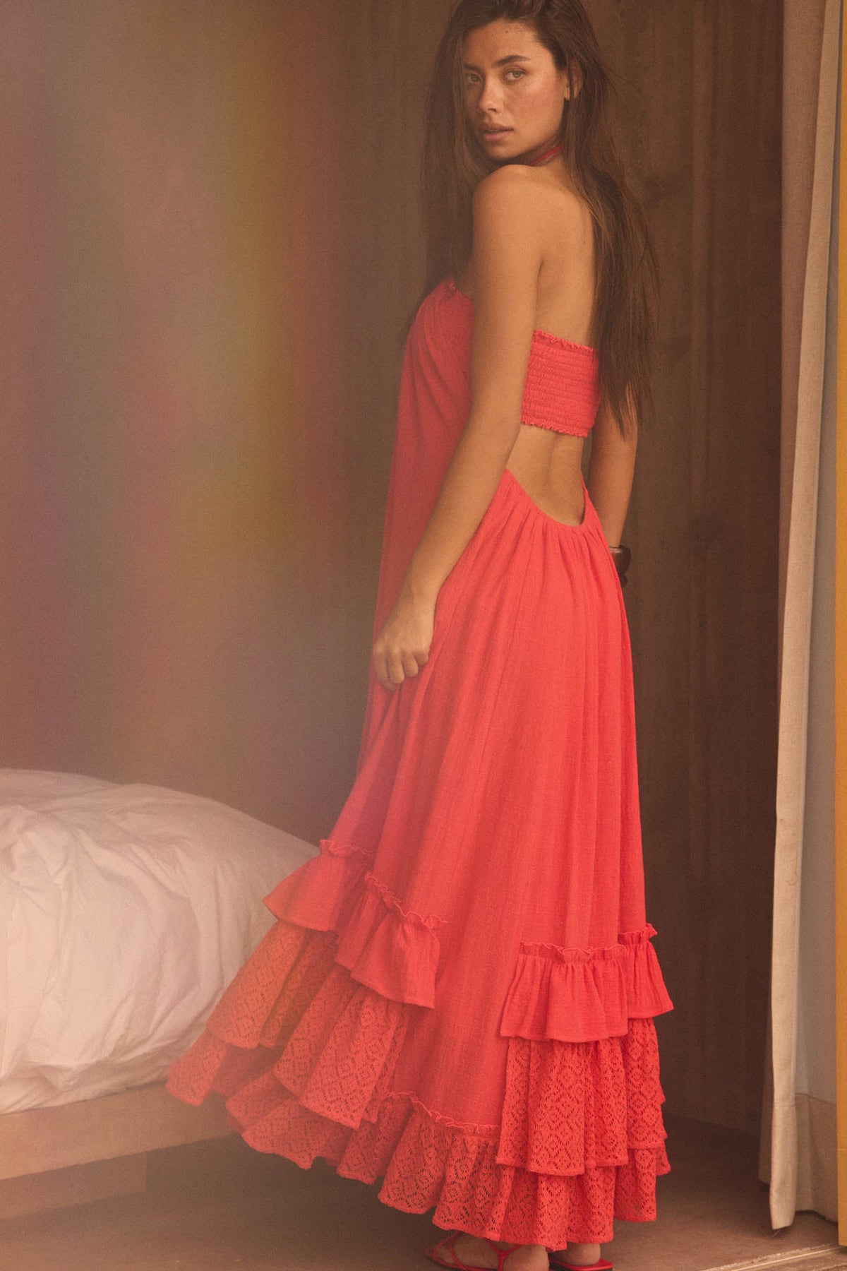 Roaming Free Cotton Gauze and Lace Maxi Dress