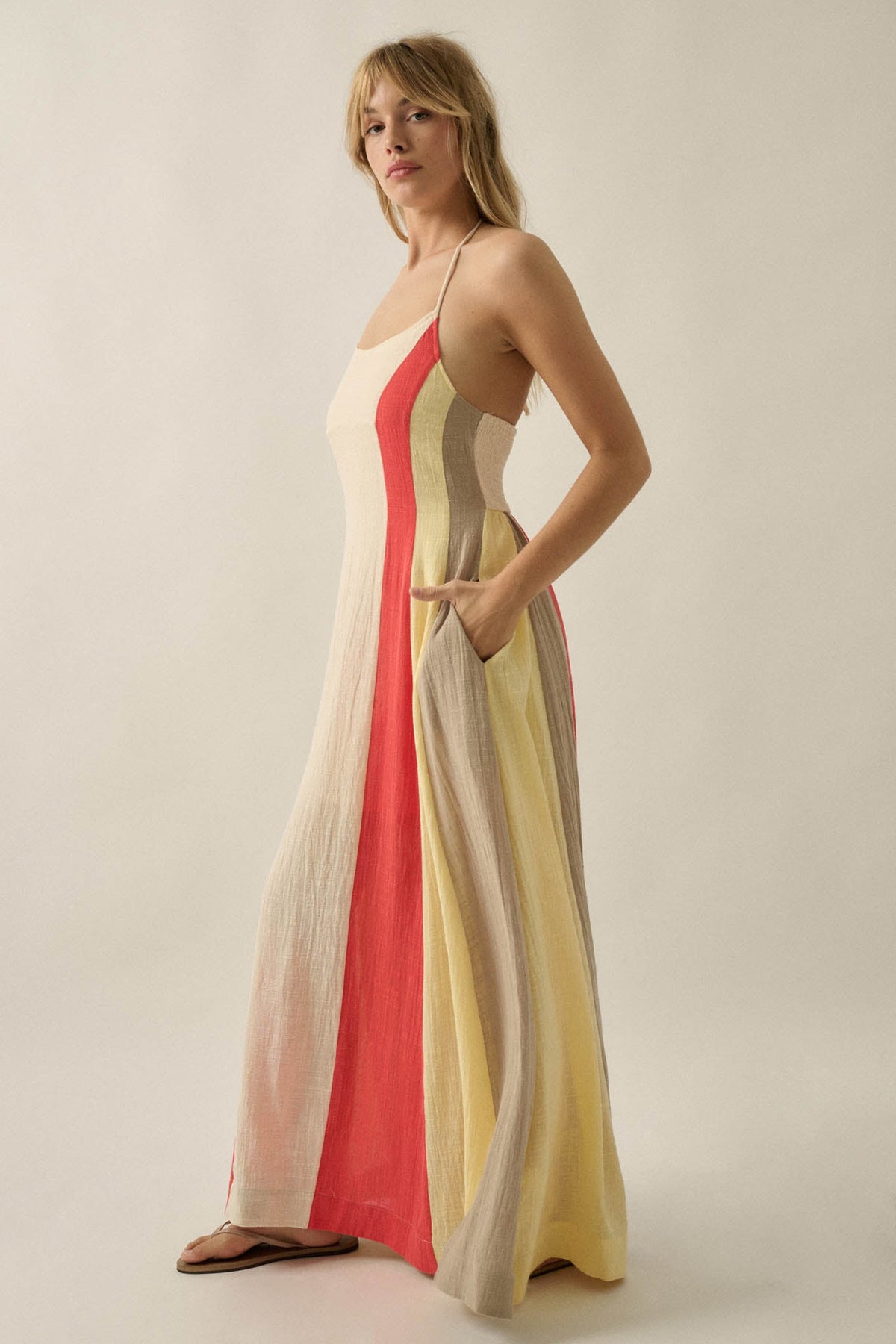 Riviera Dream Colorblock Cotton Gauze Maxi Dress