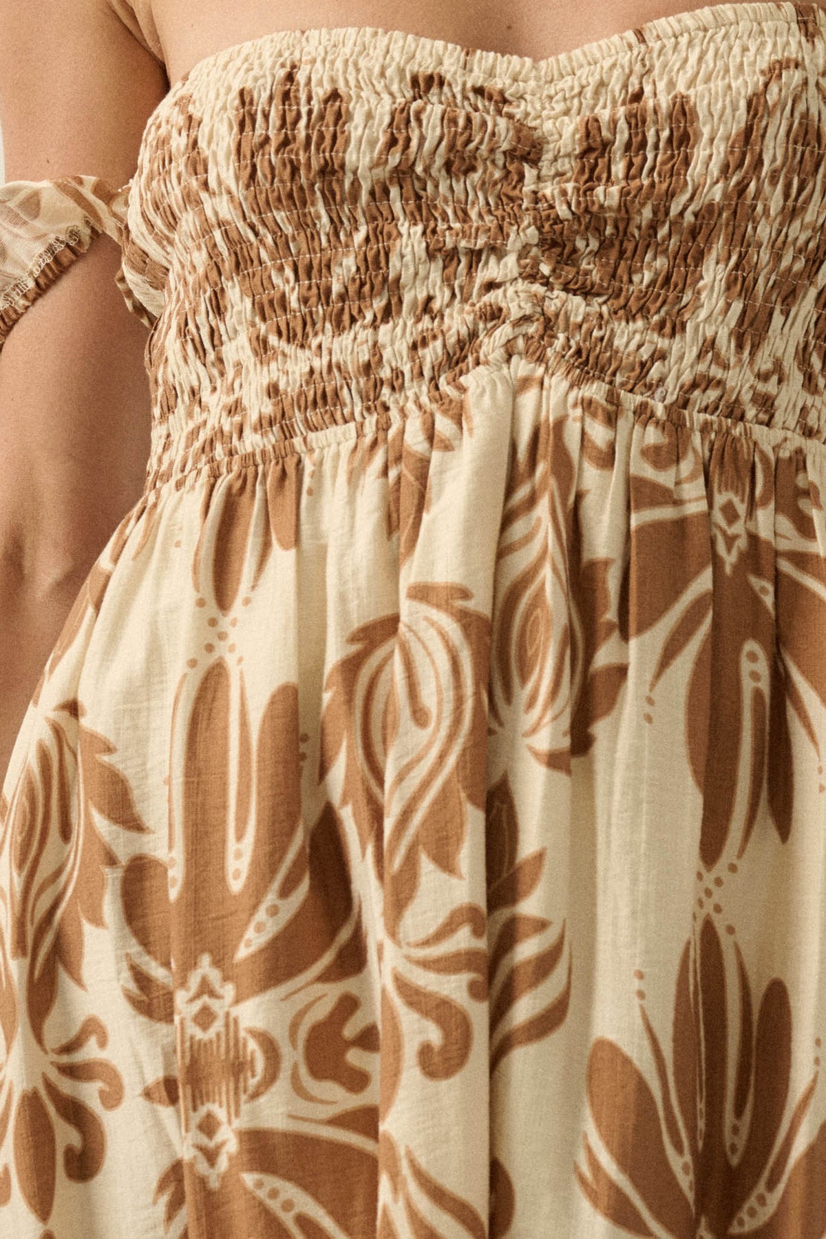 Life of Luxury Ornate-Print Off-Shoulder Maxi Dress