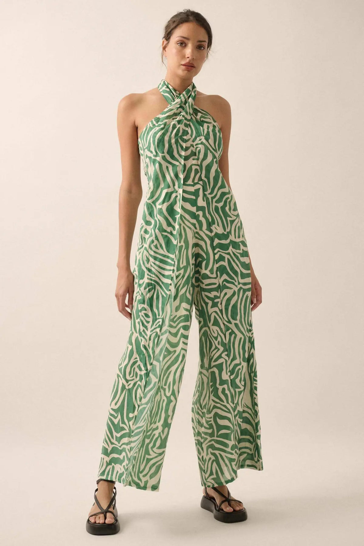Roaming Soul Abstract Convertible Halter Jumpsuit