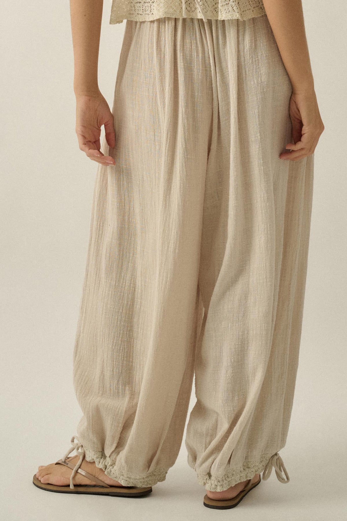 Break Free Cotton Gauze Drawstring Balloon Pants
