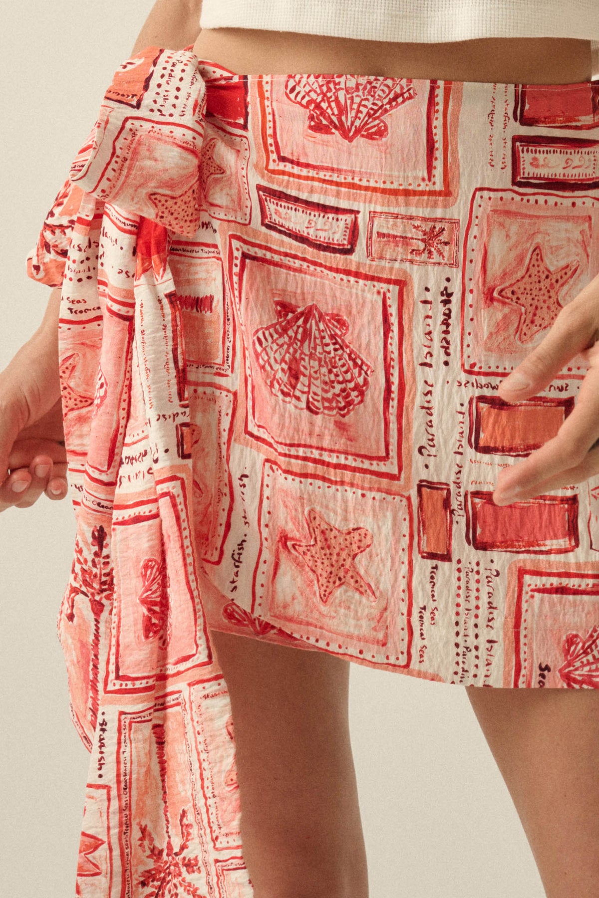 Lost in Paradise Tropical-Print Wrap Mini Skort