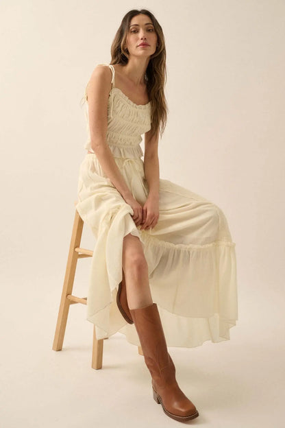 Graceful Beauty Lace and Cotton Ruffle Maxi Skirt