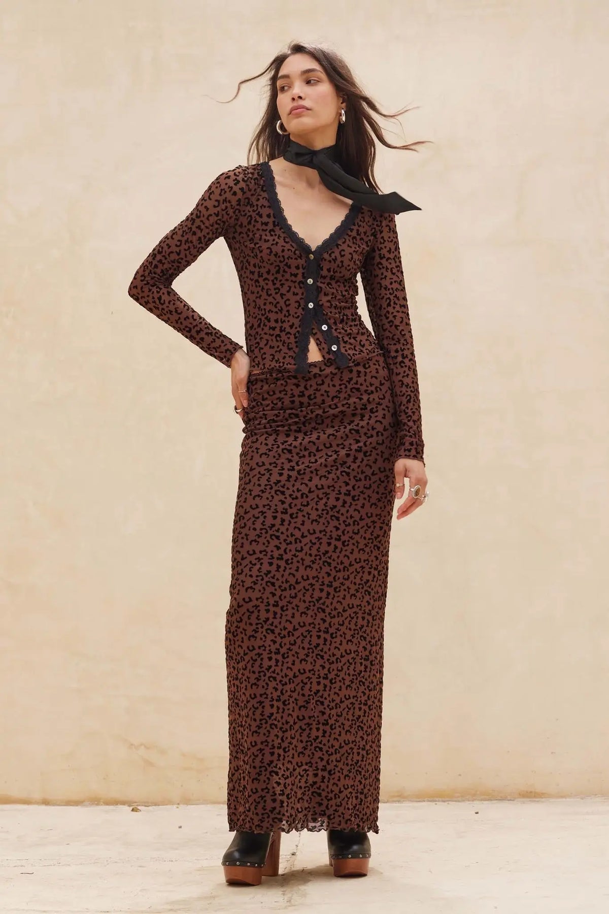 Pretty Wild Leopard Mesh Maxi Skirt