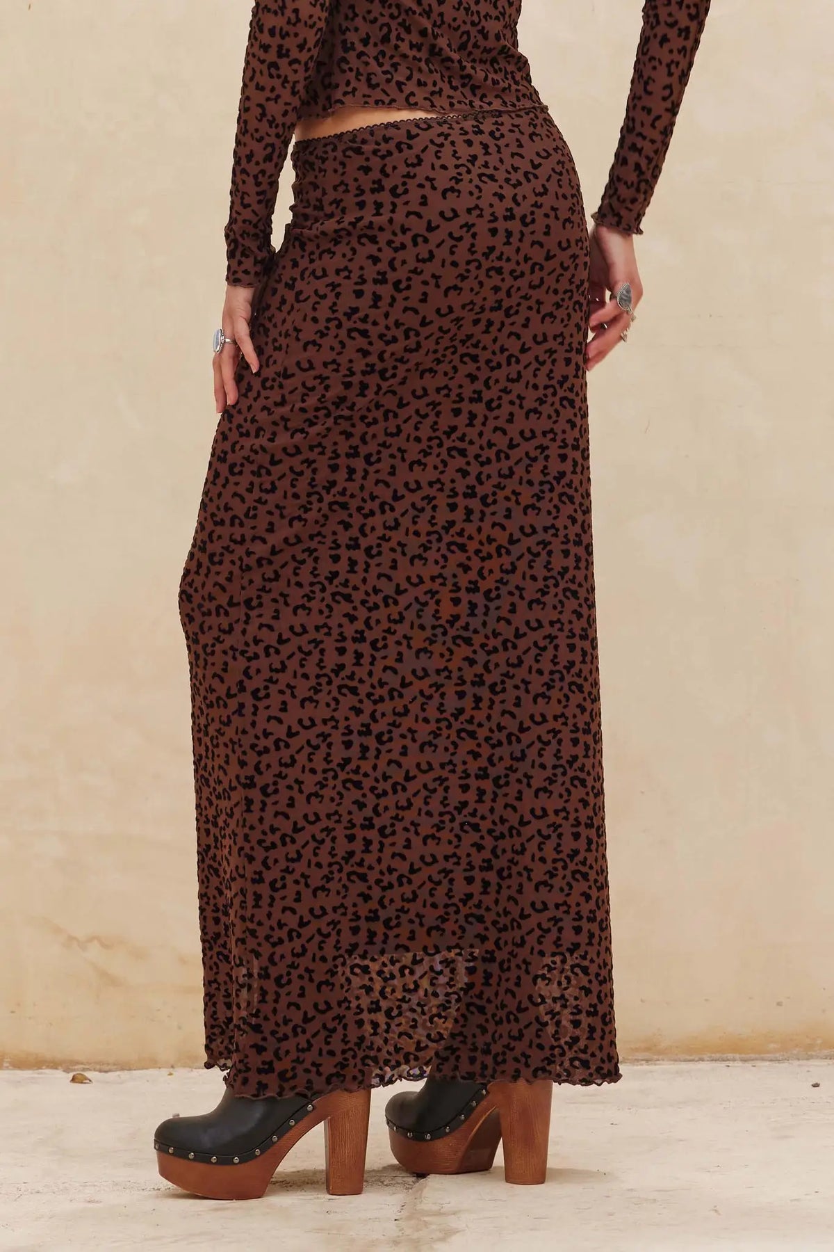 Pretty Wild Leopard Mesh Maxi Skirt