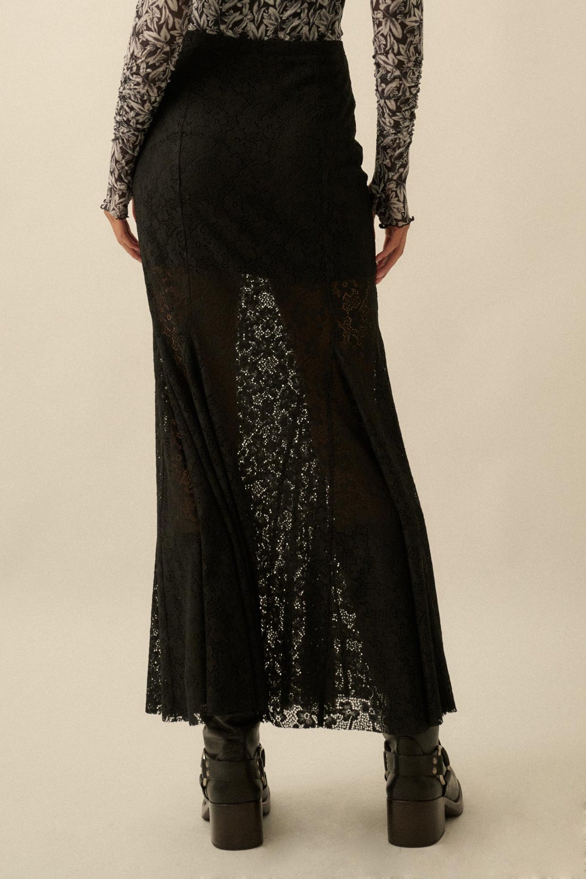 Moment in Time Floral Lace Mermaid Maxi Skirt