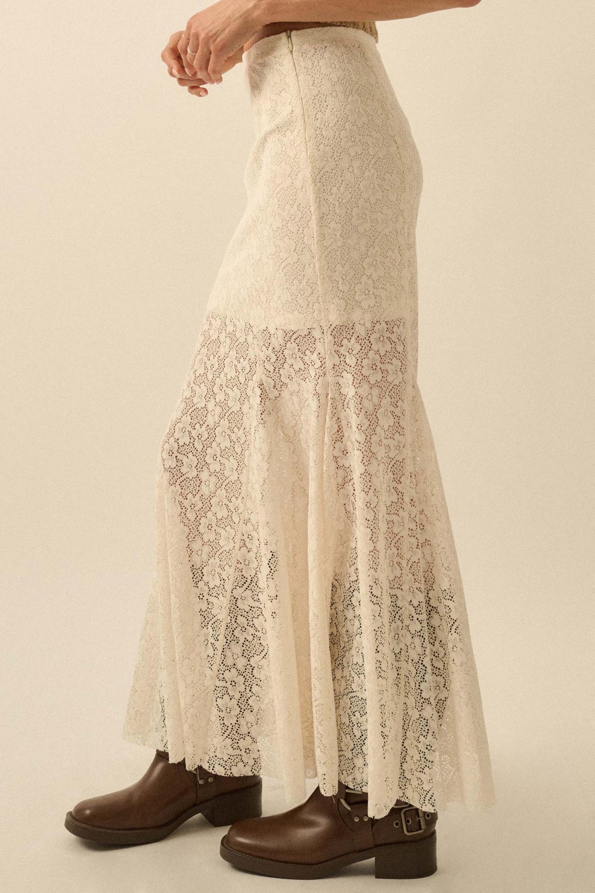 Moment in Time Floral Lace Mermaid Maxi Skirt