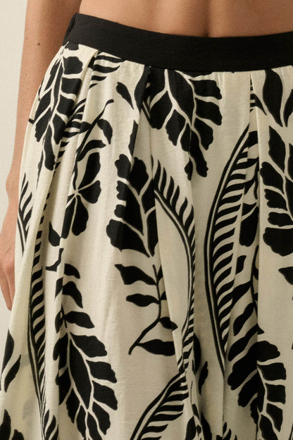 Jungle Cruise Tropical-Print Pleated Wrap Maxi Skirt
