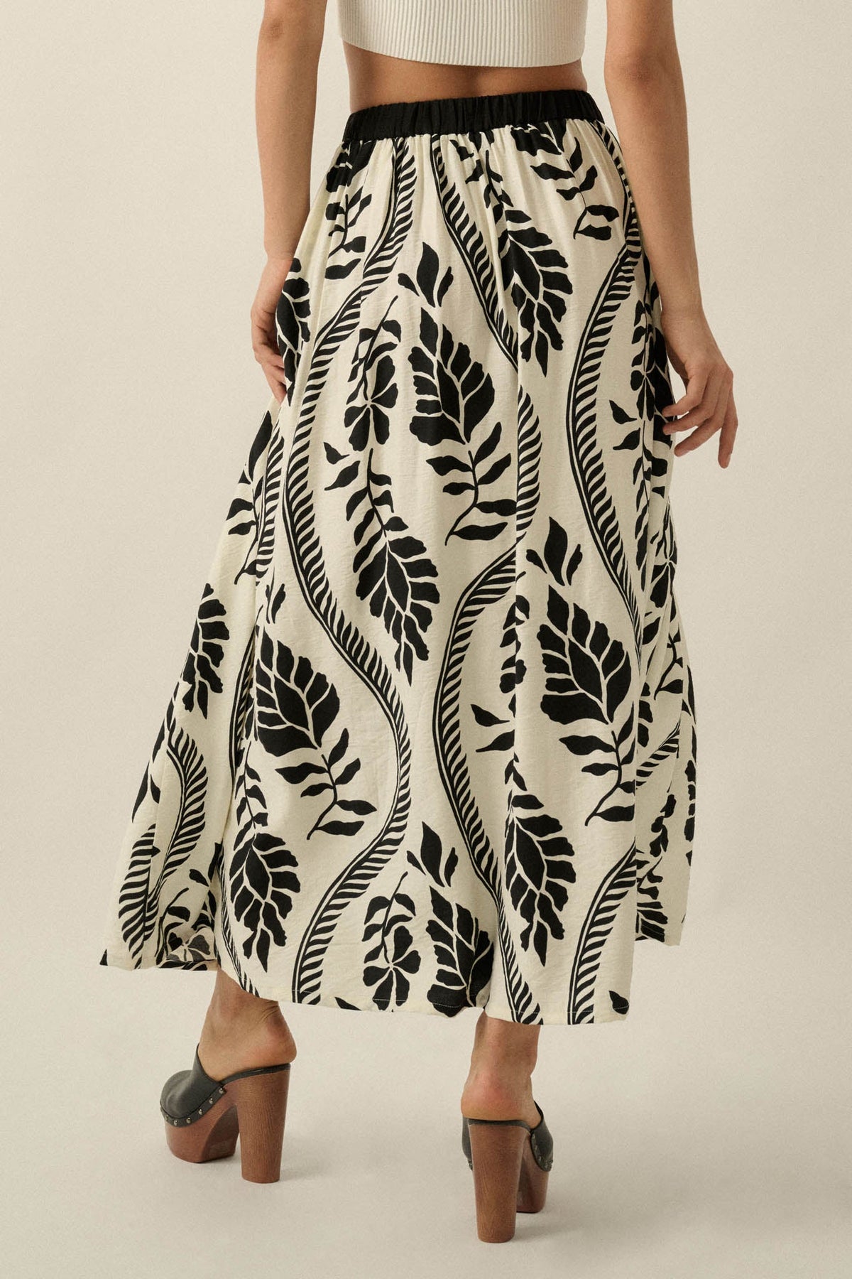 Jungle Cruise Tropical-Print Pleated Wrap Maxi Skirt