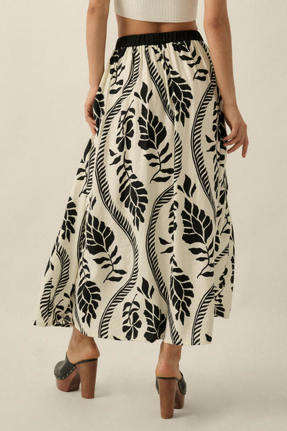 Jungle Cruise Tropical-Print Pleated Wrap Maxi Skirt