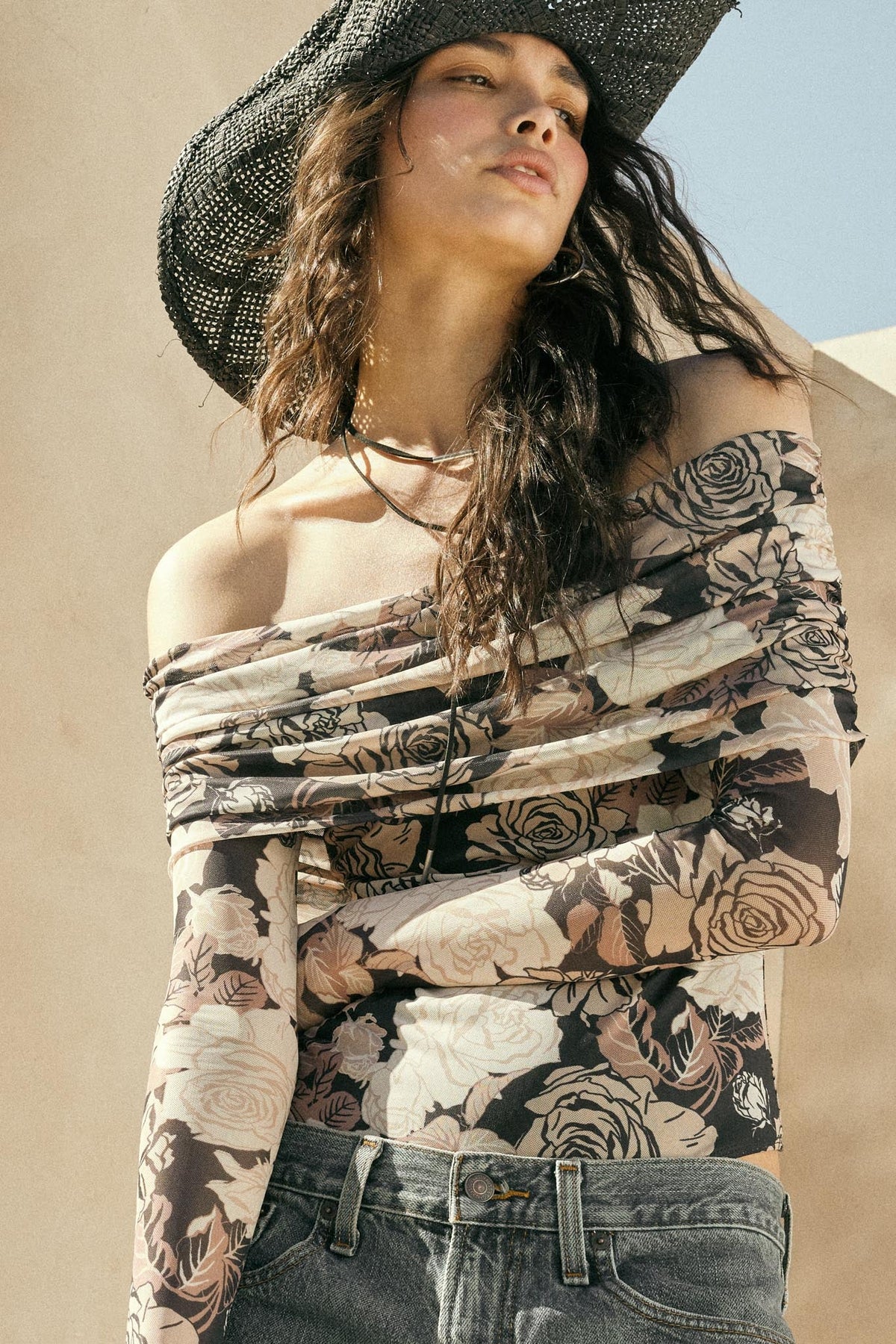 Night Garden Floral Mesh Foldover Bodysuit