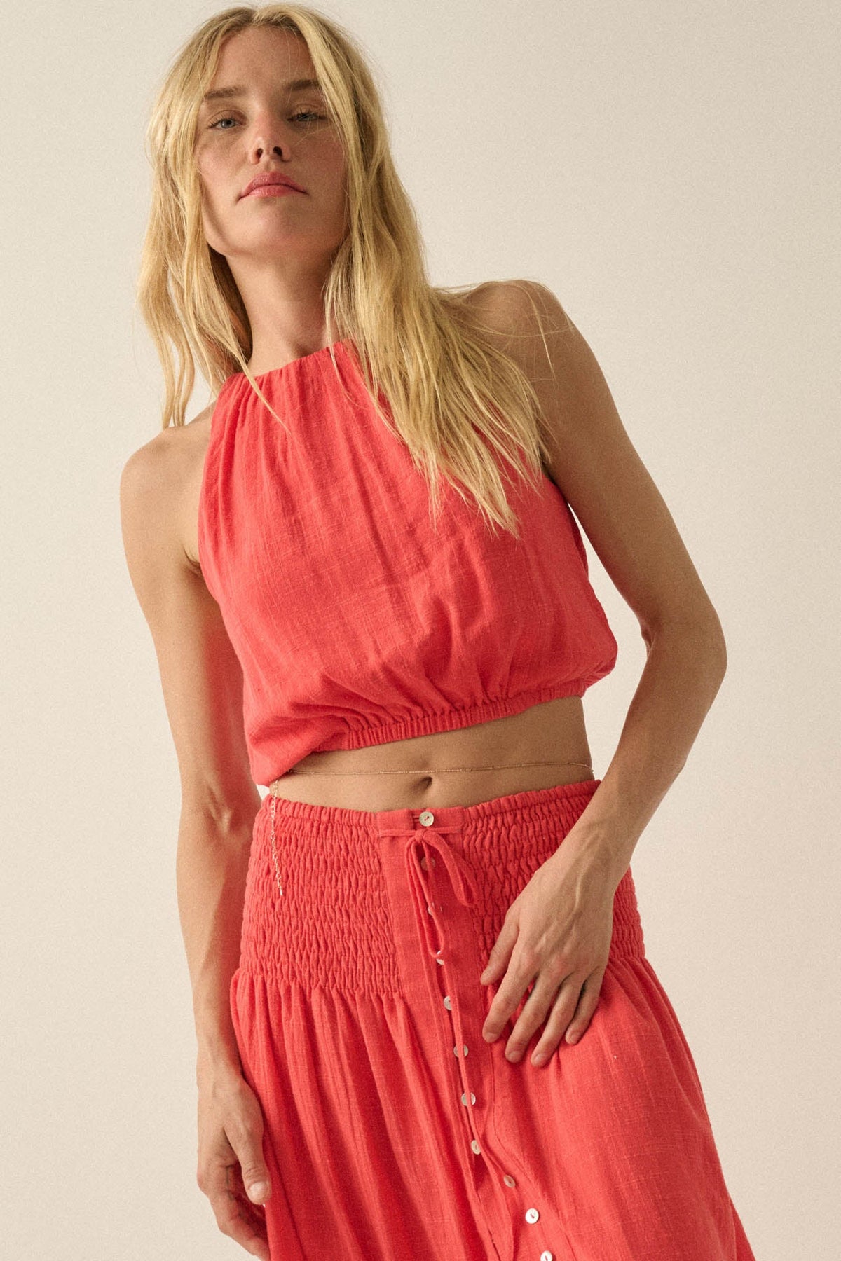 Freedom Song Cotton Gauze Cropped Sleeveless Top