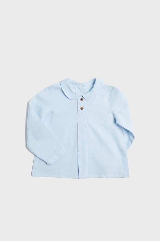 Blue Peter Pan Collar Shirt With Front Pleat