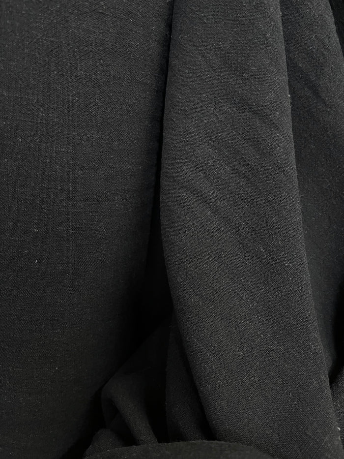 Textured Cotton & Linen Blend - Jet Black