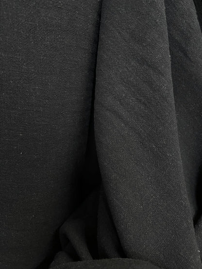 Textured Cotton & Linen Blend - Jet Black