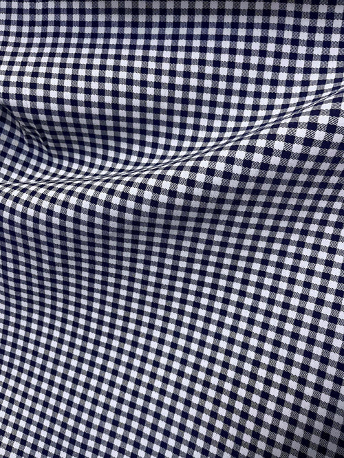 Stretch Twill Rayon Spandex - Gingham - Navy & White