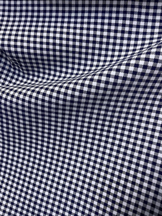 Stretch Twill Rayon Spandex - Gingham - Navy & White